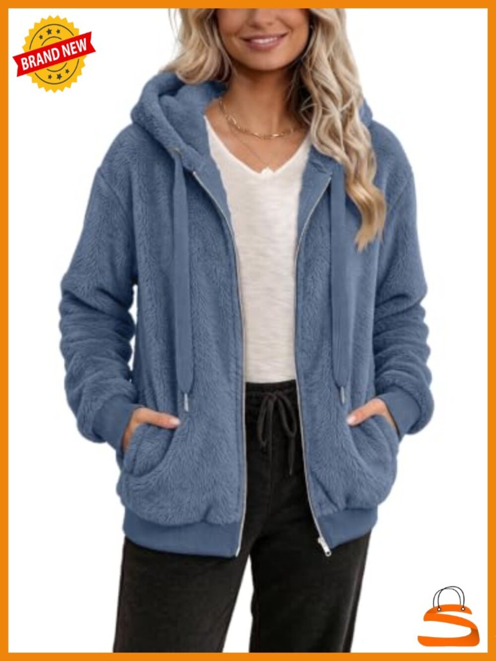 Sherpa Fleece Zip Up Hoodie Oversized Fuzzy Coat Womens